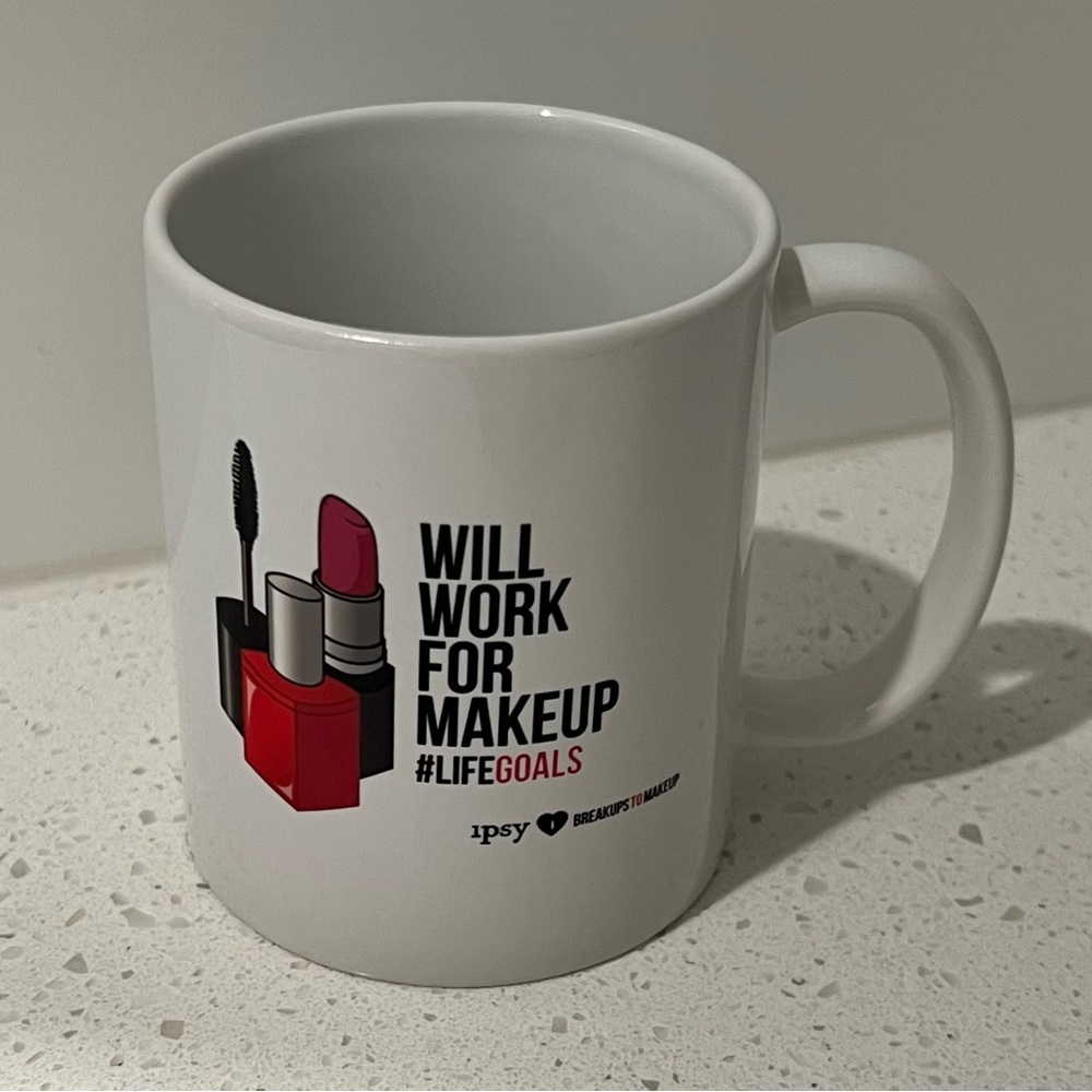 Will Work For Makeup Cosmetics Graphic Print Coffee Mug
